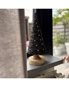 Kerstboompje 40 cm antraciet met USB LED-verlichting