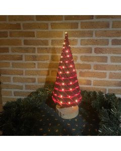 Kerstboompje 50 cm rood met USB LED-verlichting